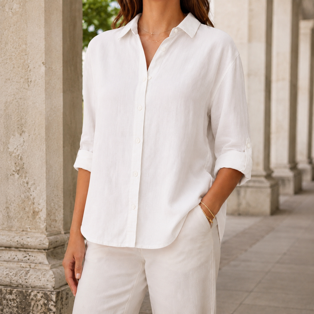 Gabriella Linen Shirt - White