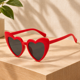 Ardith Heart Sunglasses - Red Frame Gray Film