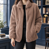 Agnes-Claire Plush Fleece Jacket - Light Brown