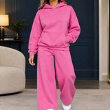 Hesper Wide-Leg Lounge Set - Rose Red