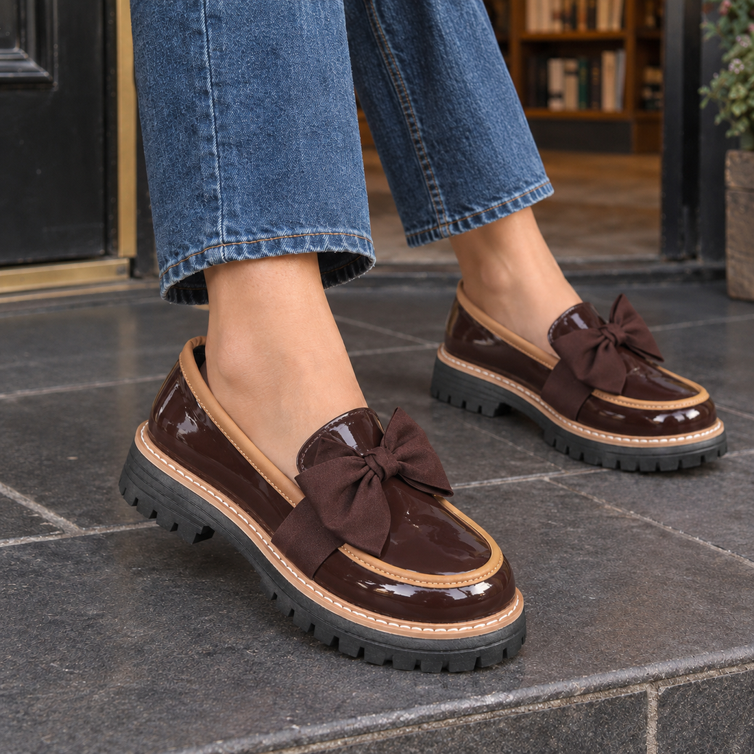 Cardini Bow Loafers - Brown