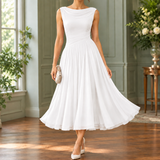 Calla-Grace Draped Midi Dress - White