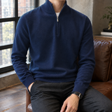Donovan Mock Neck Sweater - Navy Blue