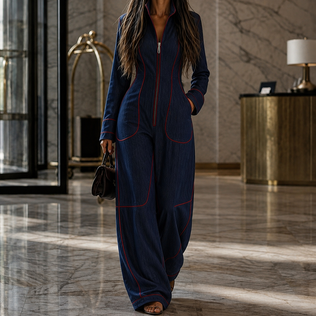 Marina-Marie Wide Leg Jumpsuit - Deep Blue