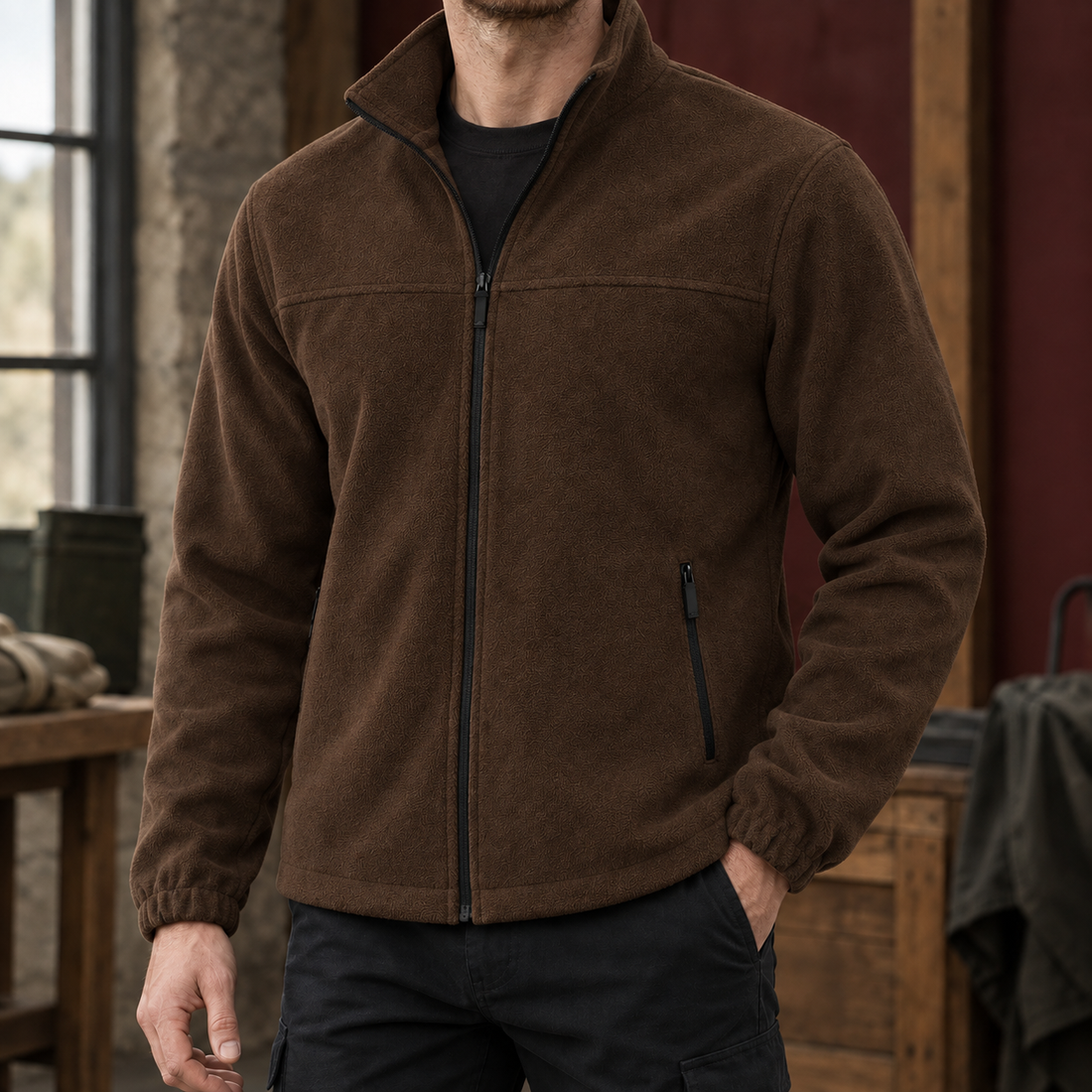 Godfrey Stand Collar Jacket - Brown