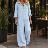 Greta-June Wide-Leg Jumpsuit - Light Blue
