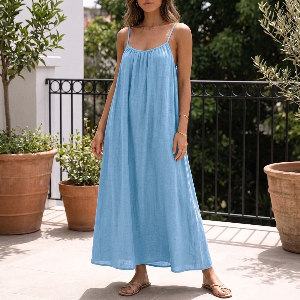Willa Backless Maxi Dress - Bleu Ciel