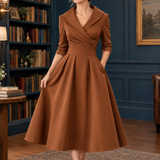 Mercedes-Eve Wrap Midi Dress - Brown