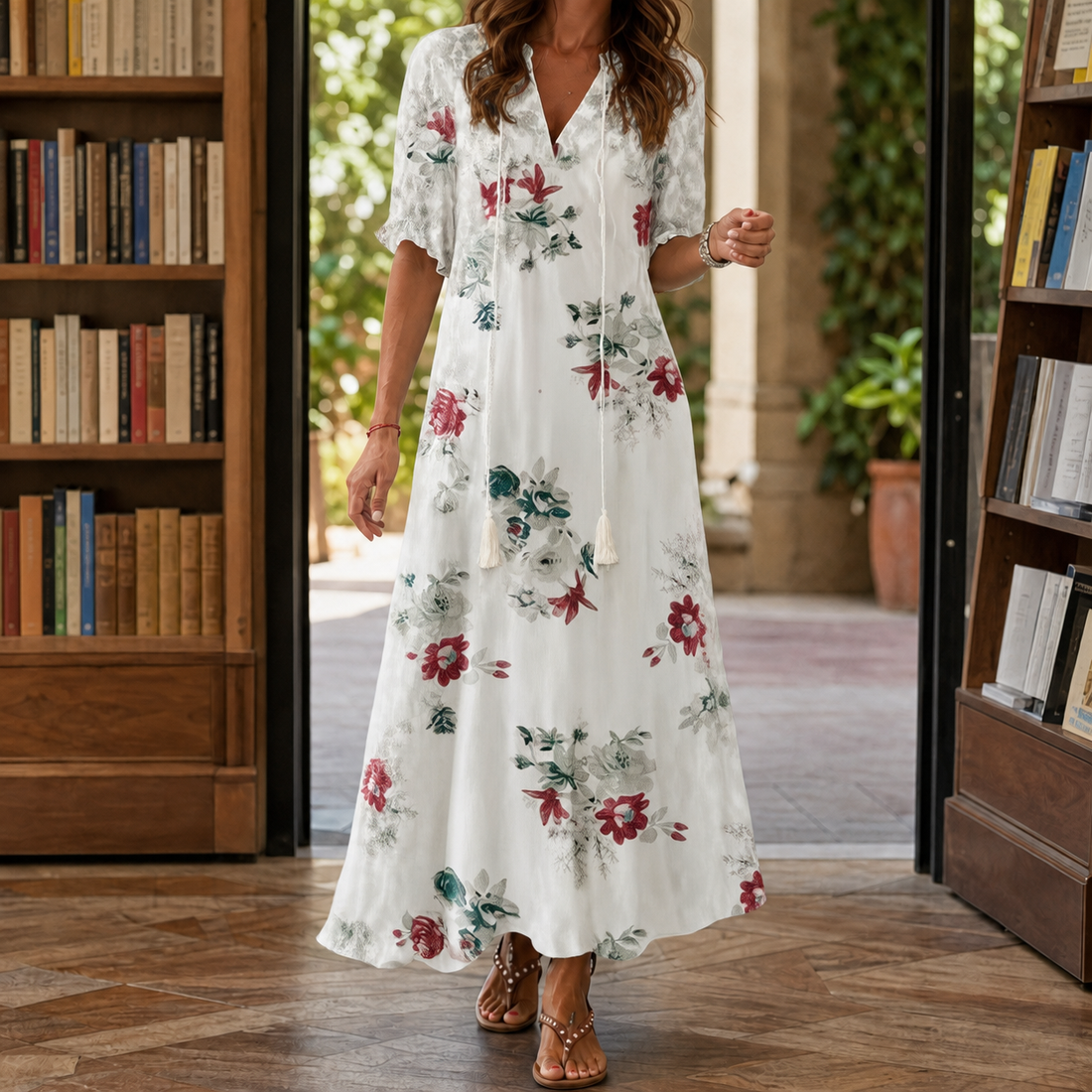 Darcy-Mae Printed Maxi Dress - White