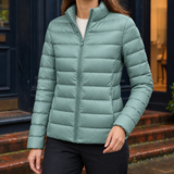 Xenia-Louise Stand Collar Jacket - Bean Green Stand Collar
