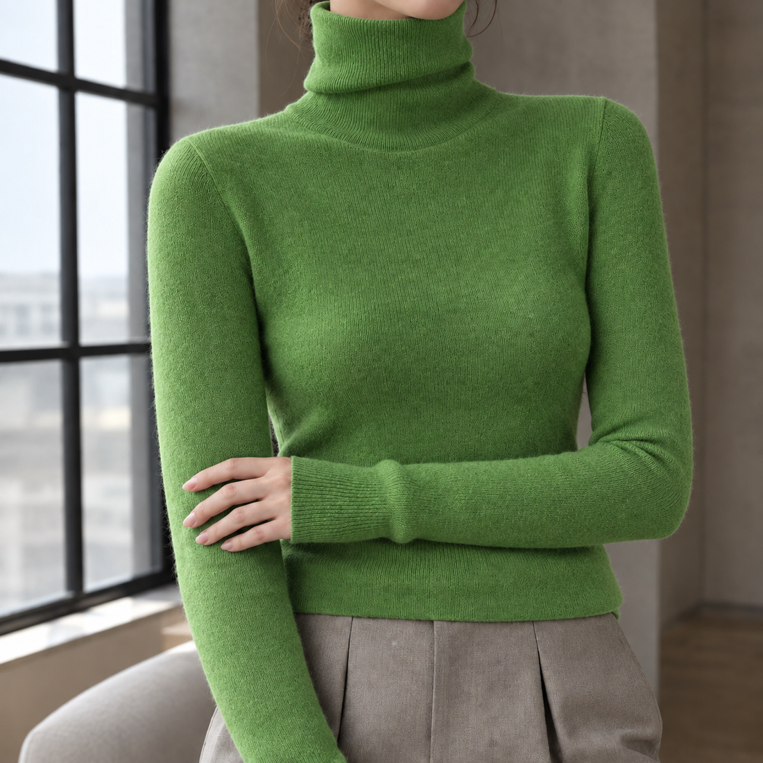Stacey-Sage Turtleneck Sweater - Green