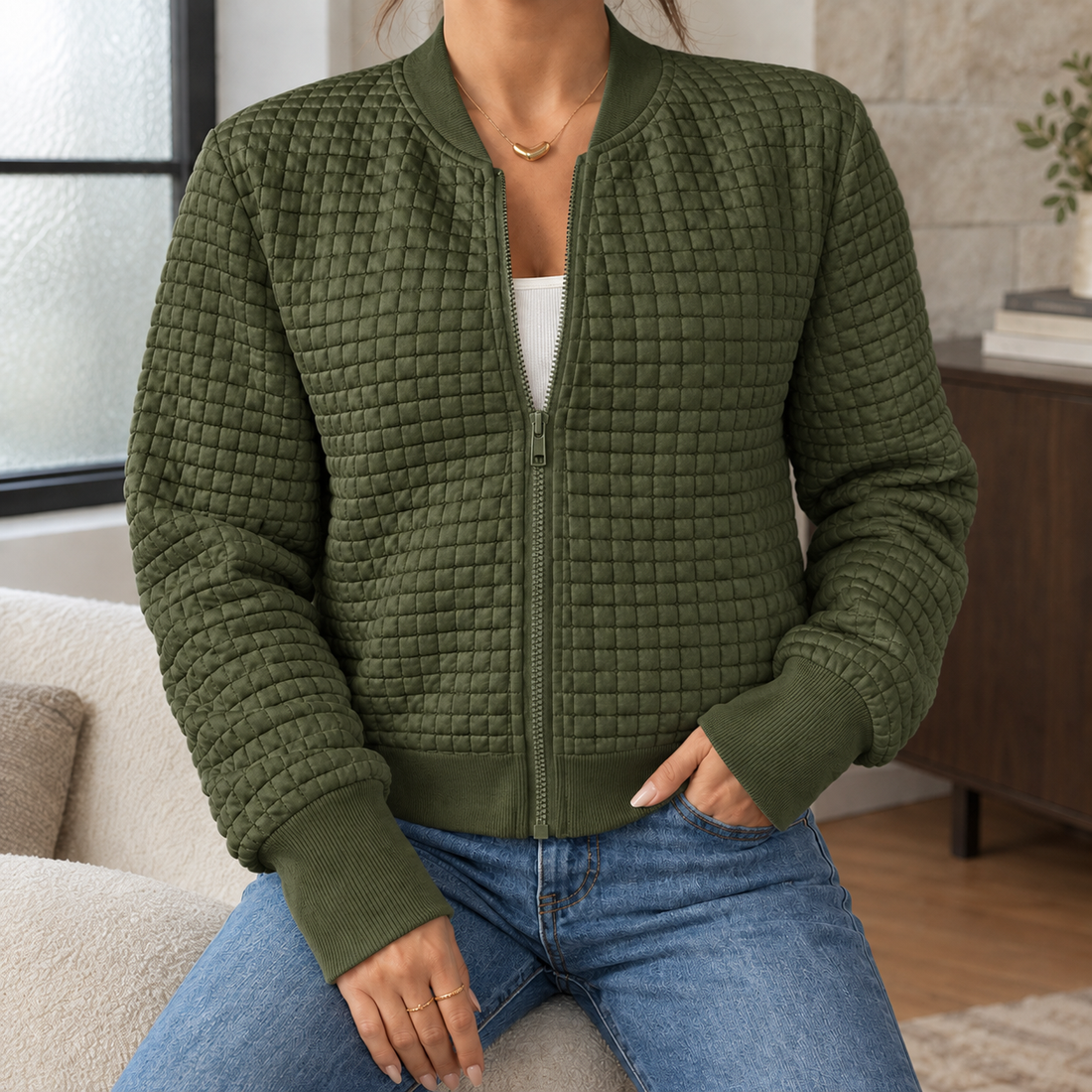 Isabelle Quilted Jacket - Army Green