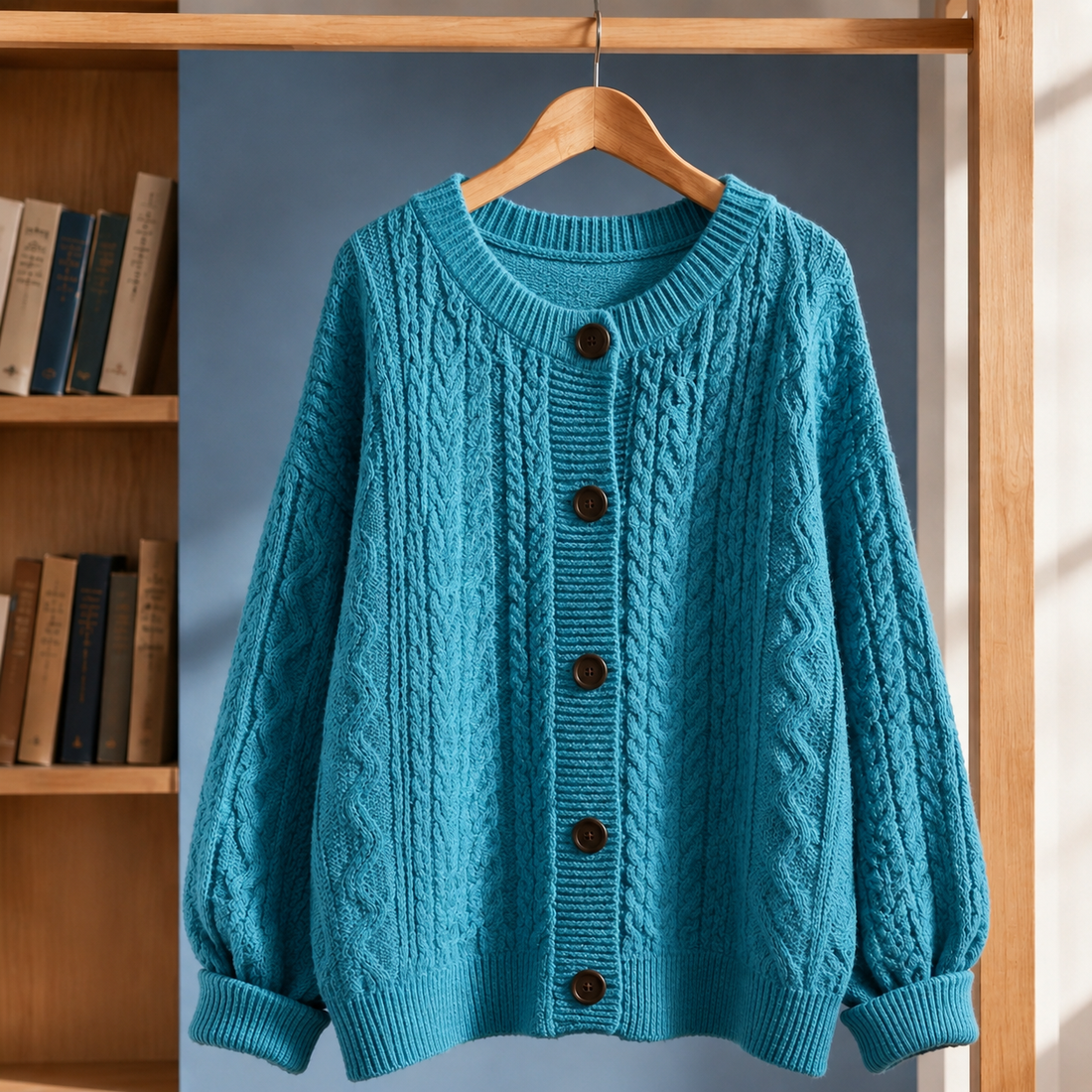 Marcel Cable Knit Cardigan - Blue