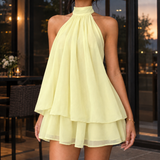 Nadine-Mae Halter Mini Dress - Yellow