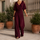 Verity-Grace Wrap Jumpsuit - Burgundy