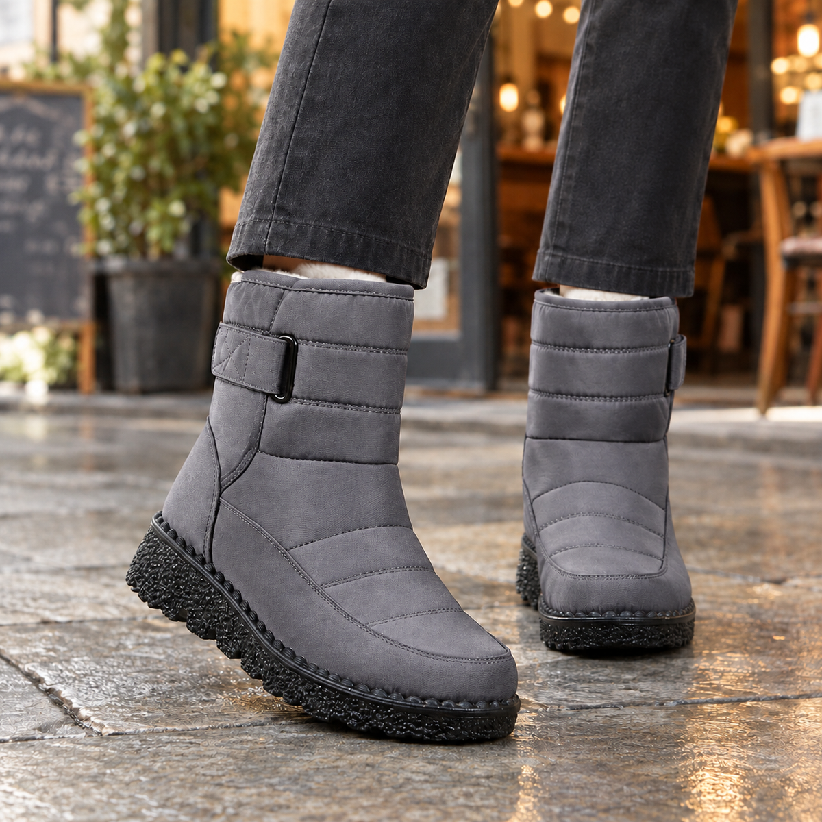 Abate Quilted Snow Boots - Gray