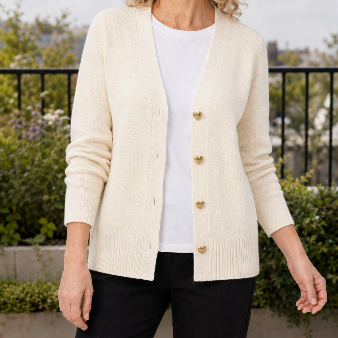 Elara V Neck Sweater - Cream