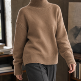 Brooke-Sage Turtleneck Sweater - Brown