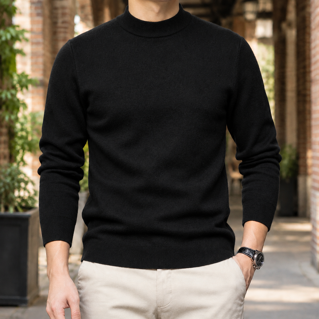 Vidal Mock Neck Sweater - Piano Black