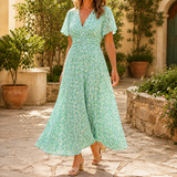 Grace Ruched Maxi Dress - Green