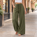 Yolande-Pearl Wide Leg Pants - Olive