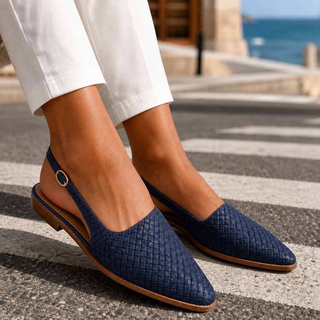 Valencia Woven Slingbacks - Blue