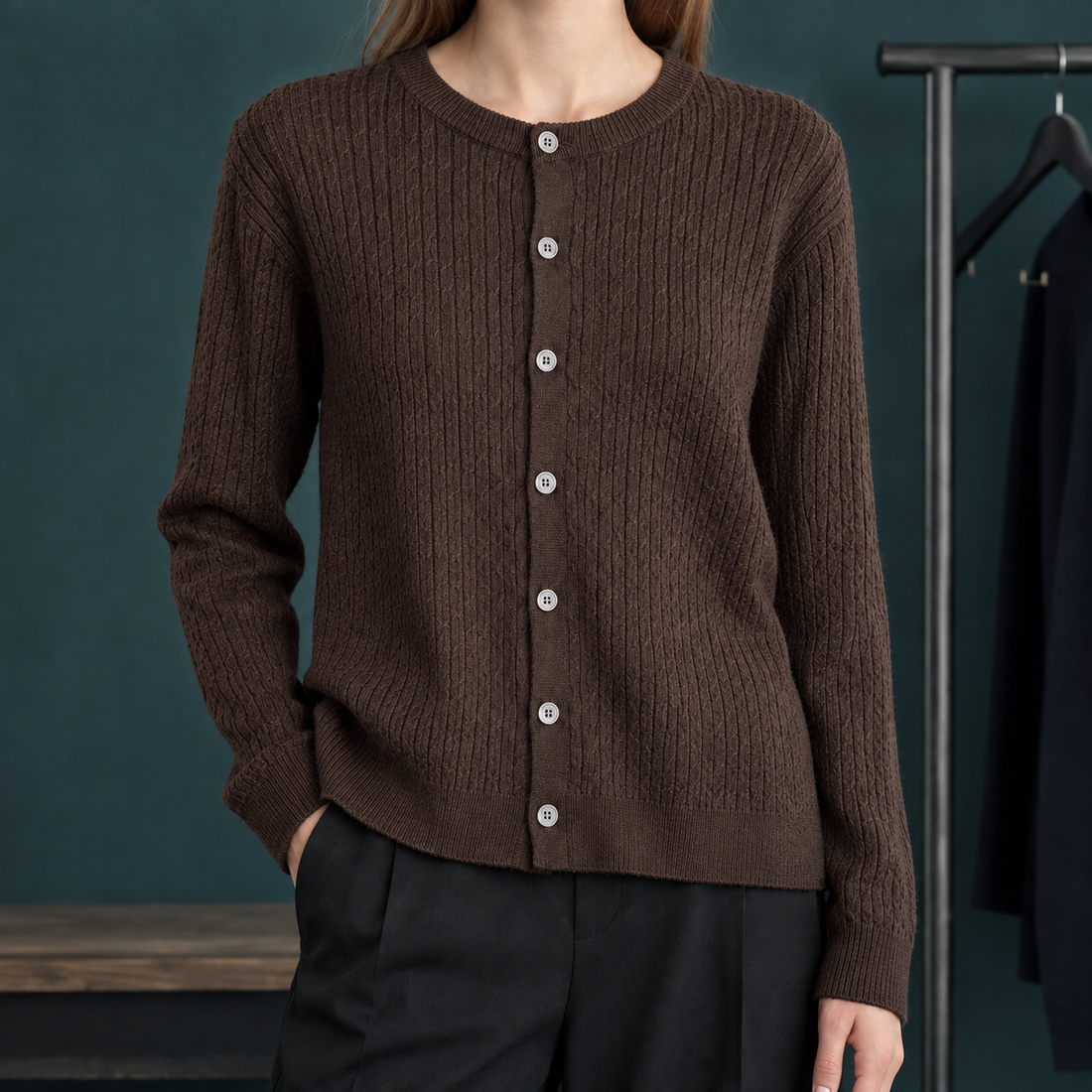 Shannon Cable Cardigan - Brown