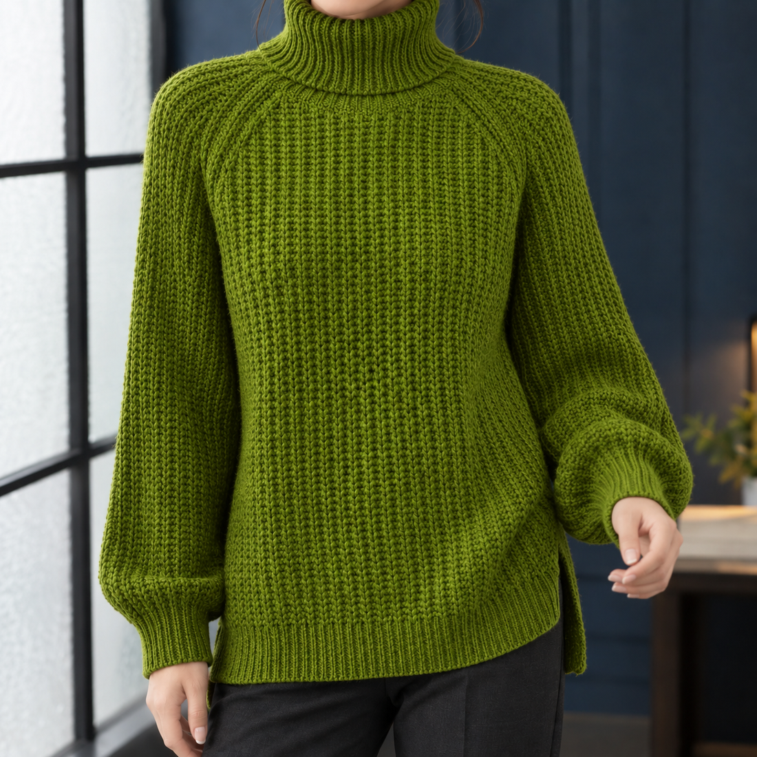 Teresa Turtleneck Sweater - Olive Green