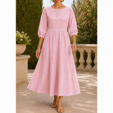 Saskia Gathered Maxi Dress - Pink