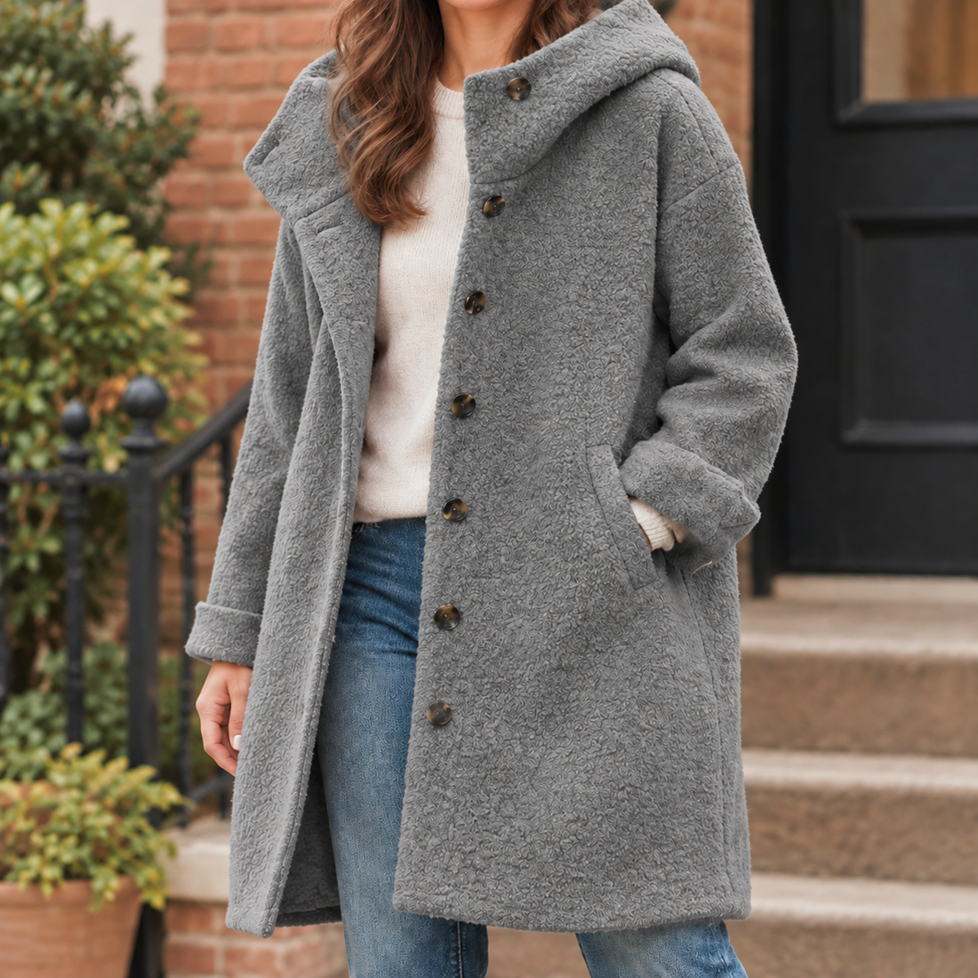 Yvette-Faye Hooded Coat - Gray