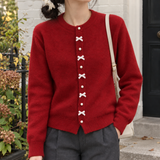 Eleanora Bow Cardigan - Red
