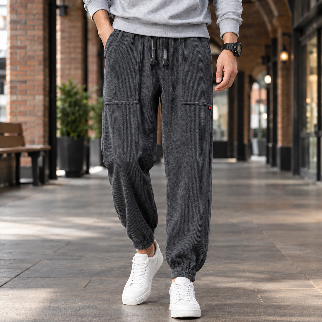 Felix-West Relaxed Pants - Dark Gray Casual