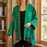Fenna Patchwork Cardigan - Green