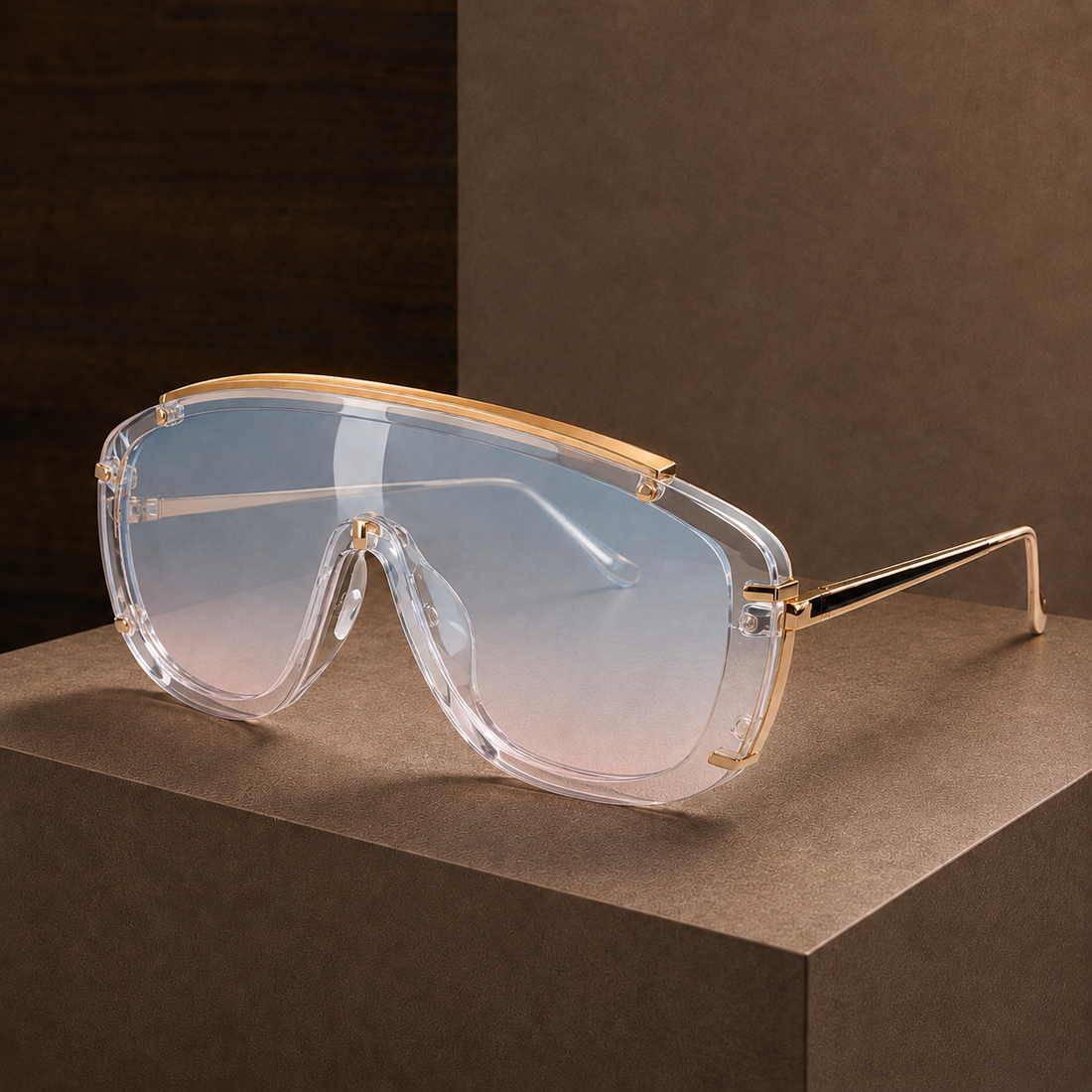 Antonia Sculpted Sunglasses - Transparent