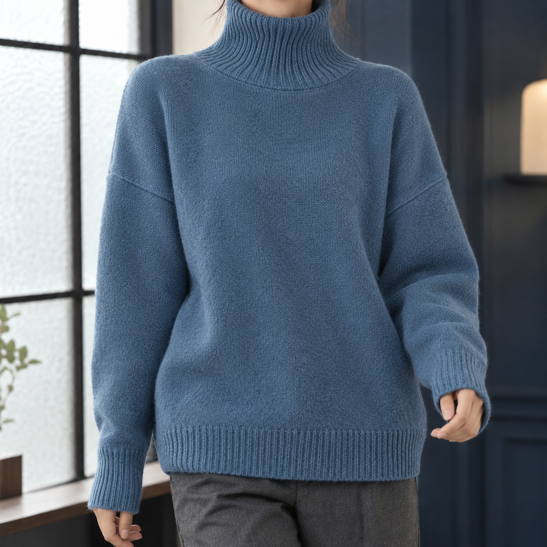 Cleo-Marie Wool Turtleneck - Blue