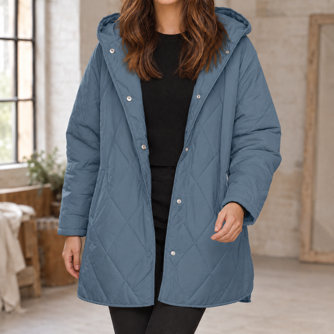 Crystal Quilted Jacket - Blue