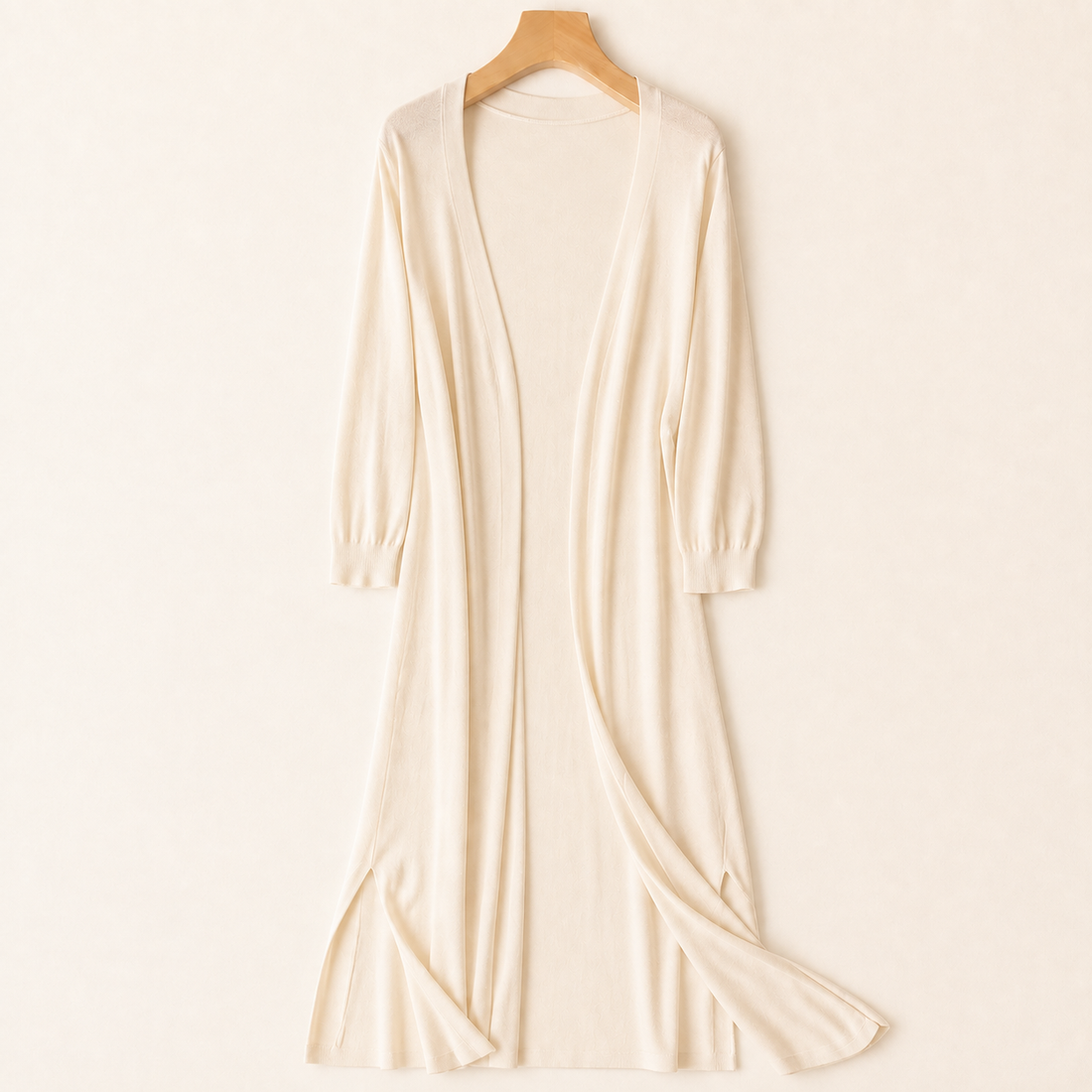 Renata-Pearl Longline Cardigan - Apricot