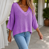 Giulia V-Neck Top - Purple
