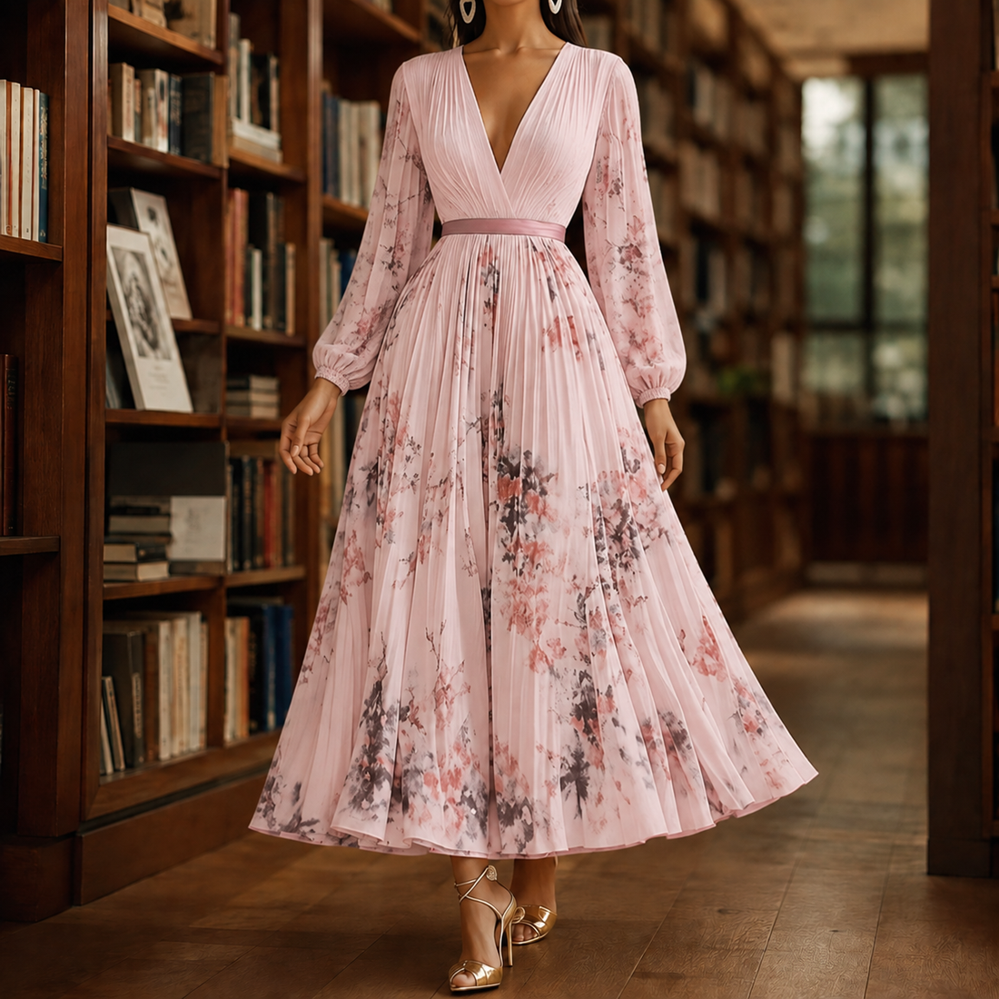 Sabine-Jane Pleated Maxi Dress - Pink