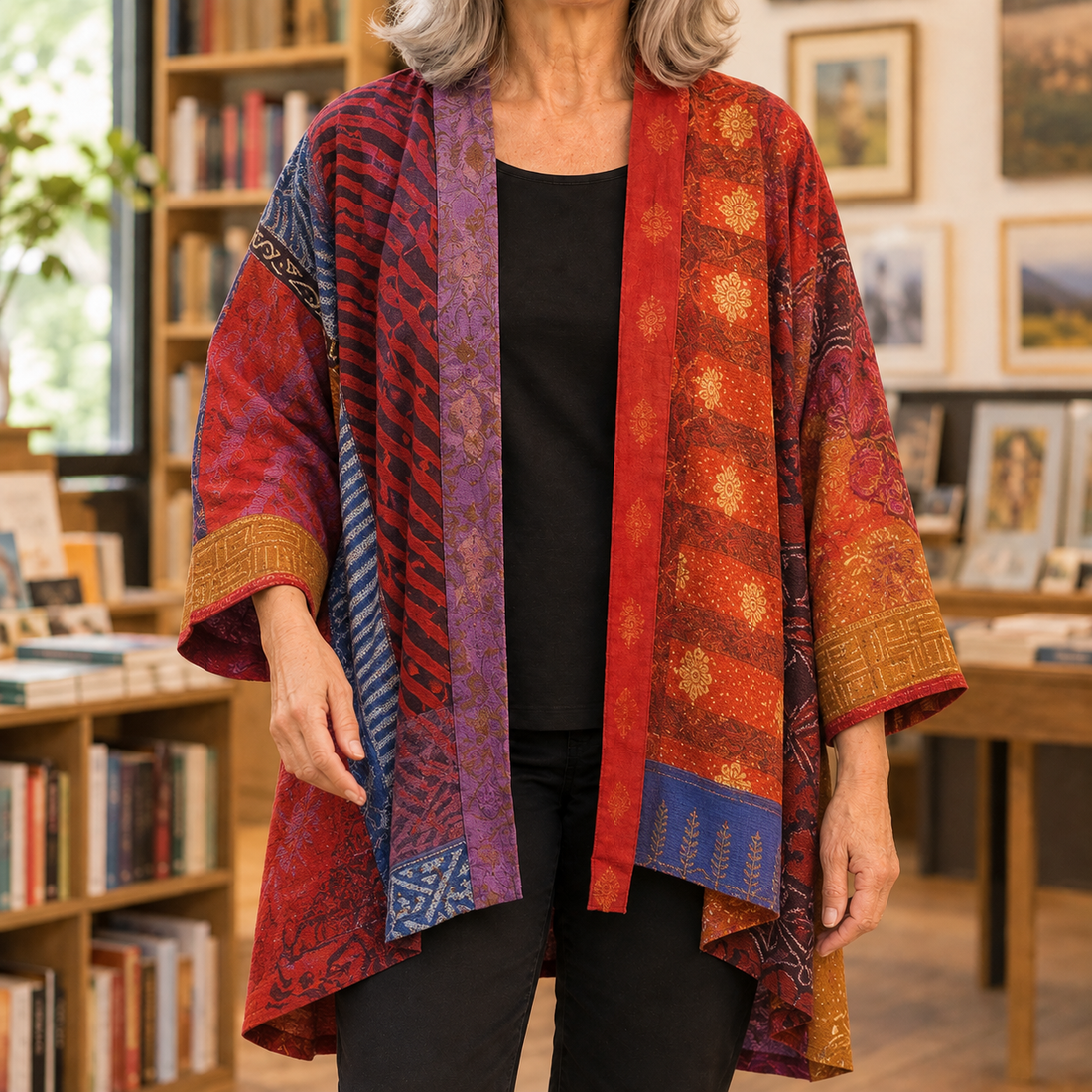 Marlene-Jane Patchwork Cardigan - Red