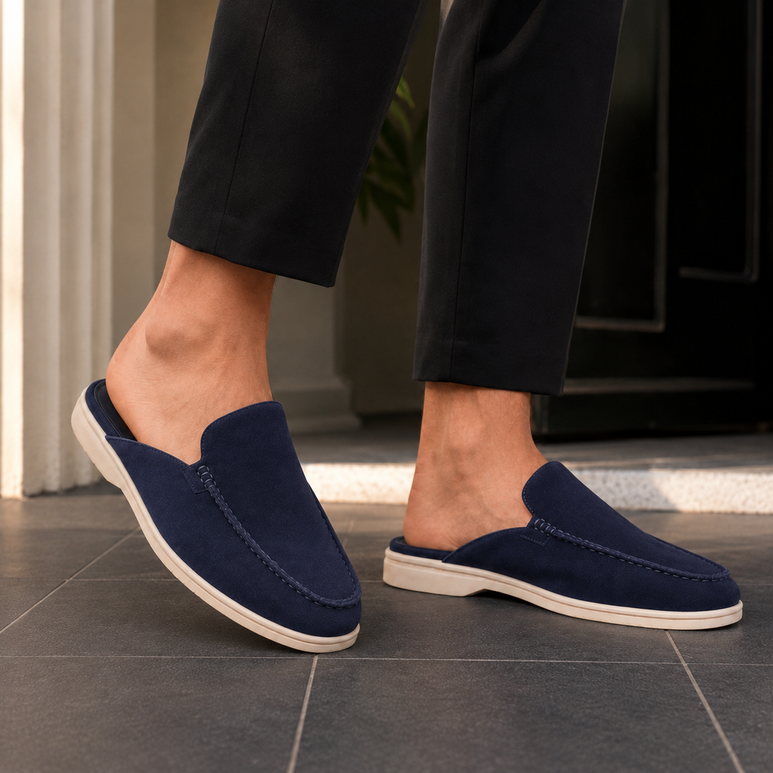 Ruggeri Suede Mule Loafers - Navy