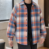 Ludovic-Stone Plaid Overshirt - Orange Grid