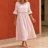 Estella-Rae Eyelet Midi Dress - Powder Pink