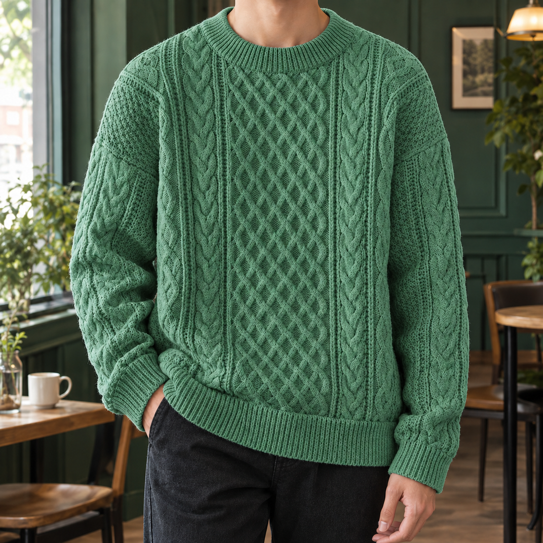 Zephyrin Cable Knit Sweater - Green