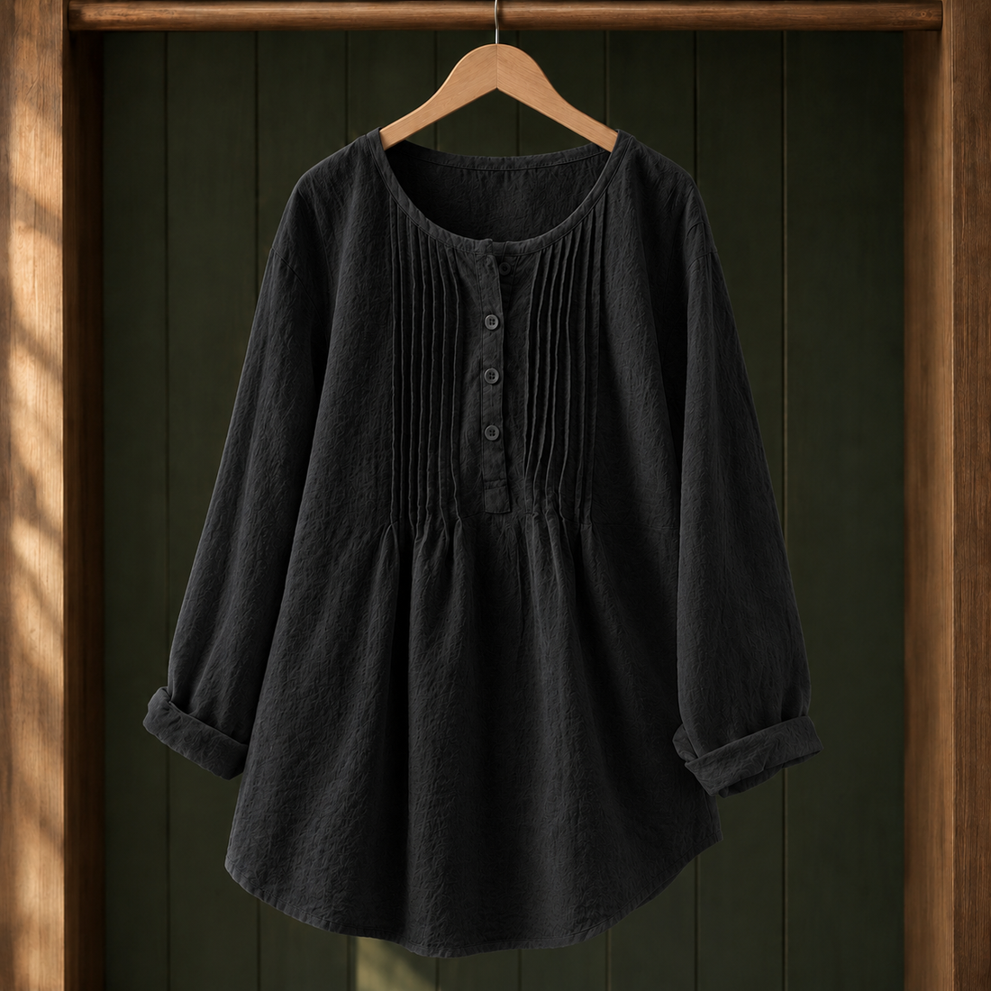 Delia-Rose Pintuck Blouse - Black
