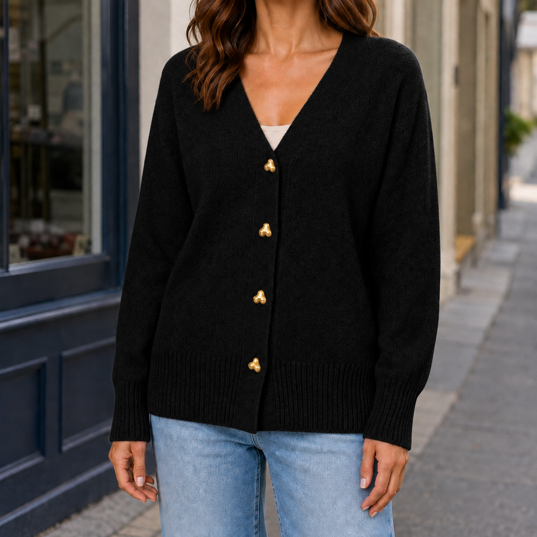 Laurel V-Neck Sweater - Black
