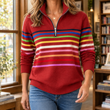 Adriana-Kate Quarter Zip Sweater - Red