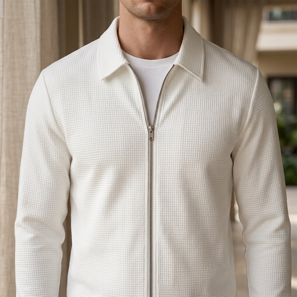 Dorian Waffle Zip Jacket - Lead Product Detail