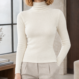 Liliane-Kate Ribbed Turtleneck Sweater - White