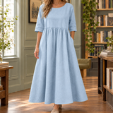 Vanessa Gathered Maxi Dress - Light Blue